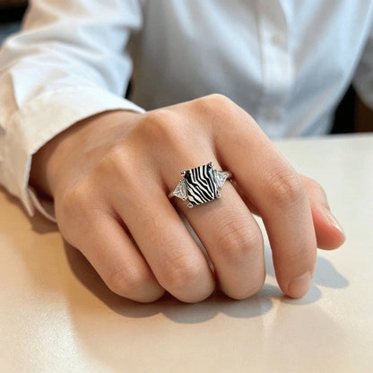 Zebra Stripe Square Ring