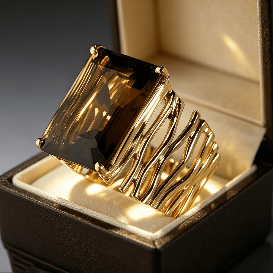 Champagne Square Statement Ring
