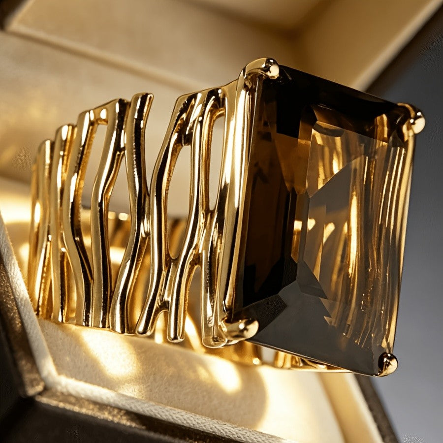 Champagne Square Statement Ring