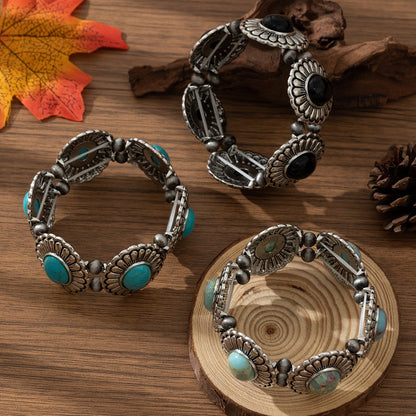 Turquoise Medallion Stretch Bracelet