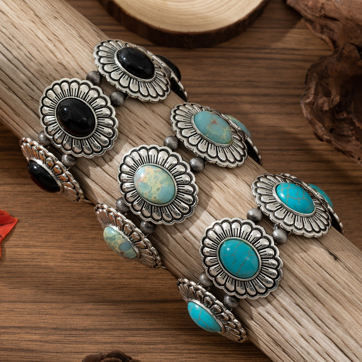 Turquoise Medallion Stretch Bracelet