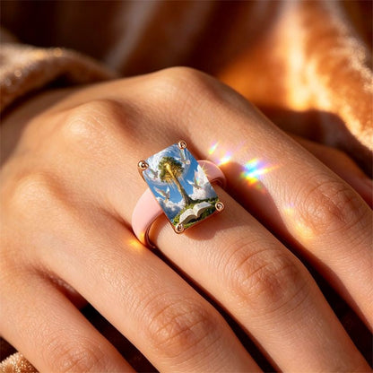 Tree Dove Open Book Square Ring