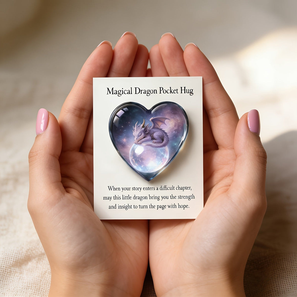 Galaxy Dragon Heart Pocket Hug Card