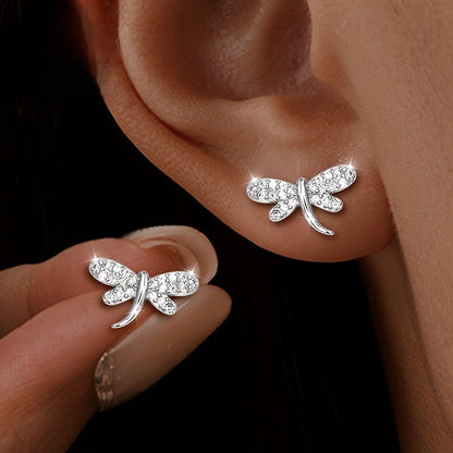 Crystal Dragonfly Stud Earrings