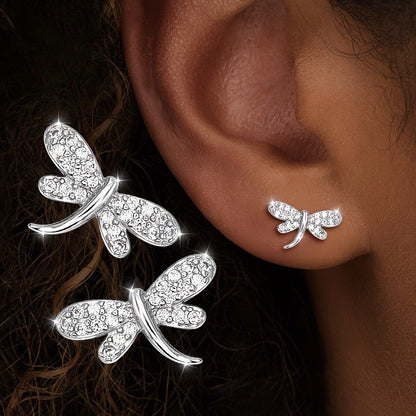 Crystal Dragonfly Stud Earrings