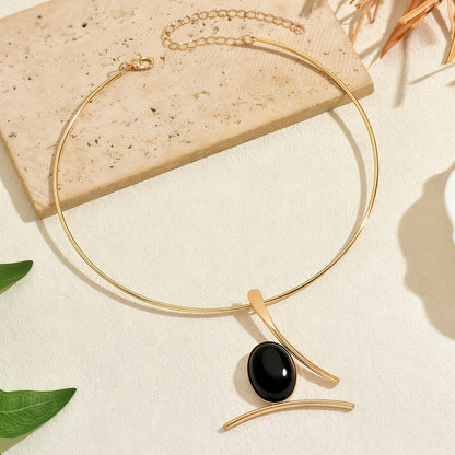 Turquoise Oval Geometric Choker Necklace