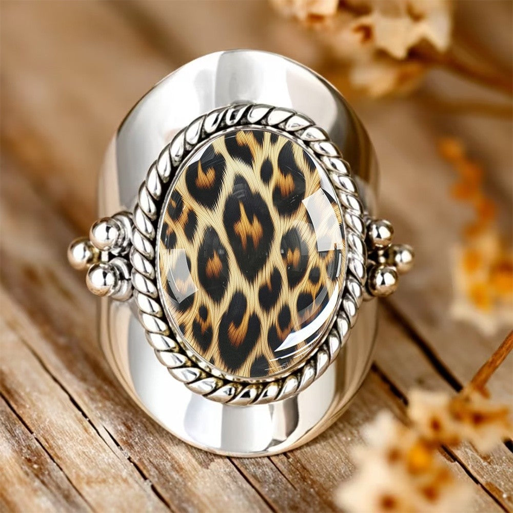 Leopard Print Oval Ring