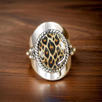 Leopard Print Oval Ring