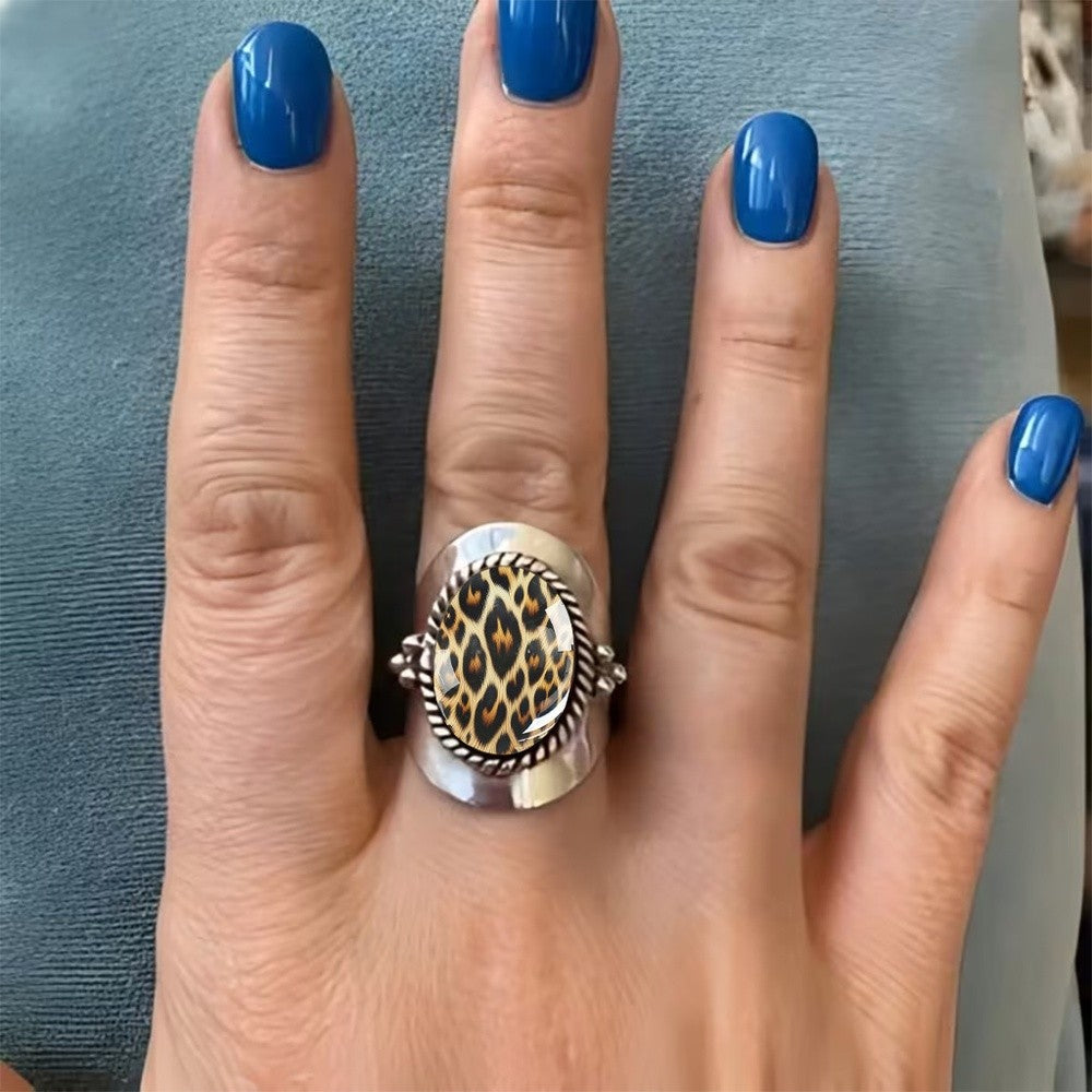 Leopard Print Oval Ring