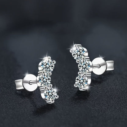 Three Stone Zirconia Stud Earrings