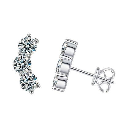 Three Stone Zirconia Stud Earrings
