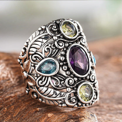 Ornate Multicolor Gem Ring