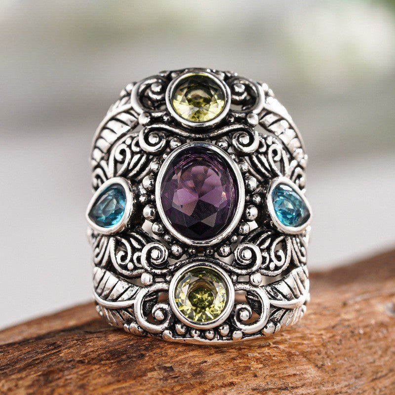Ornate Multicolor Gem Ring