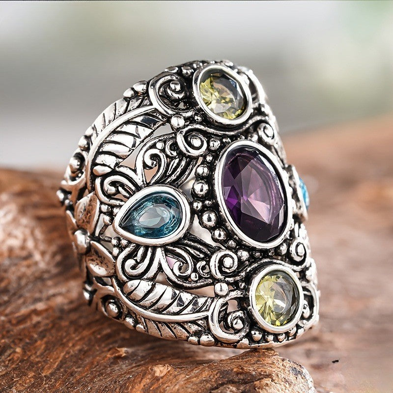 Ornate Multicolor Gem Ring