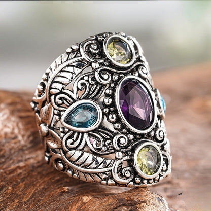 Ornate Multicolor Gem Ring
