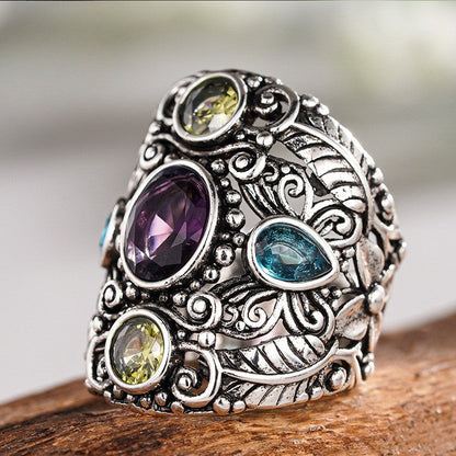 Ornate Multicolor Gem Ring