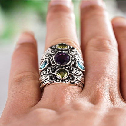 Ornate Multicolor Gem Ring