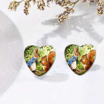 Heart Rabbit & Squirrel Earrings