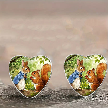 Heart Rabbit & Squirrel Earrings