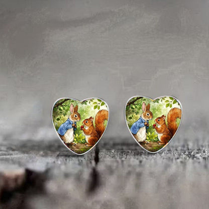 Heart Rabbit & Squirrel Earrings