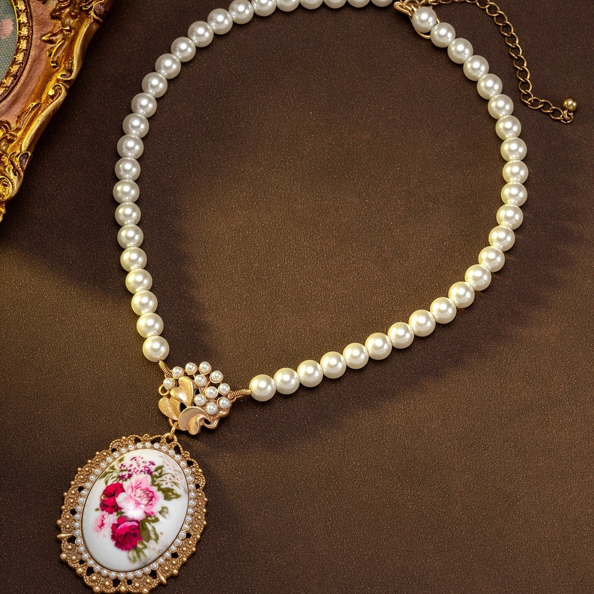 Pink Rose Cameo Jewelry Set