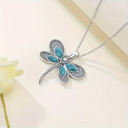 Turquoise Filigree Dragonfly Y-Necklace