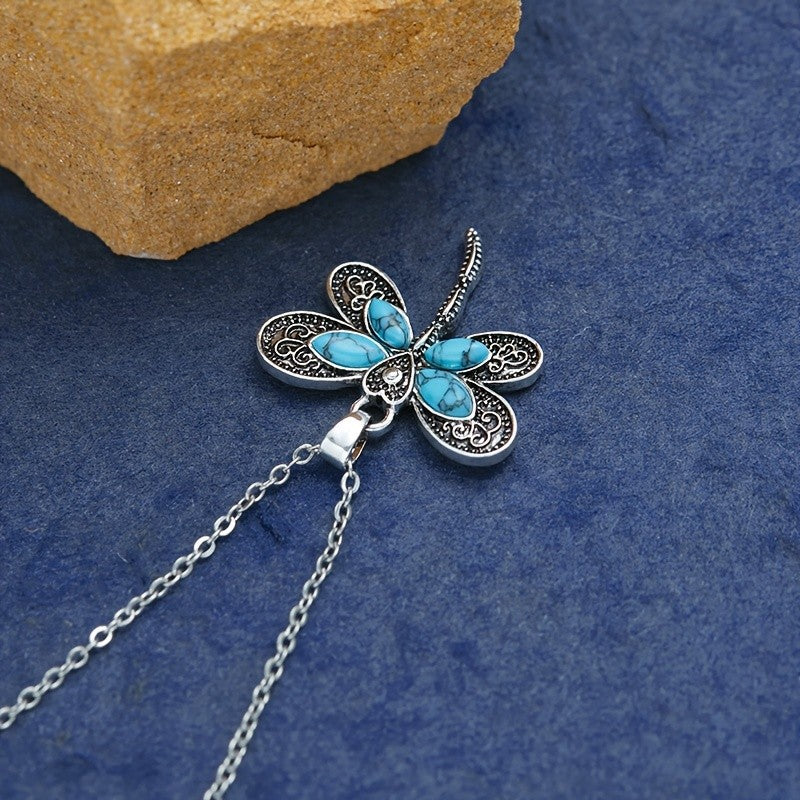 Turquoise Filigree Dragonfly Y-Necklace