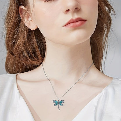 Turquoise Filigree Dragonfly Y-Necklace