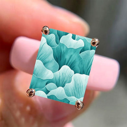Teal Floral Square Ring