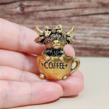 Highland Cow Coffee Cup Charm