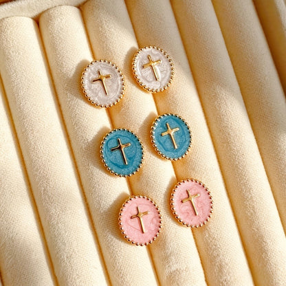 Textured Cross Stud Earrings