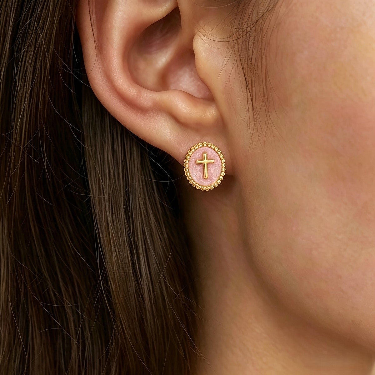 Textured Cross Stud Earrings