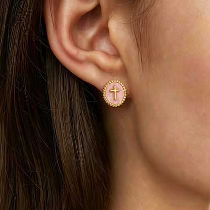 Textured Cross Stud Earrings