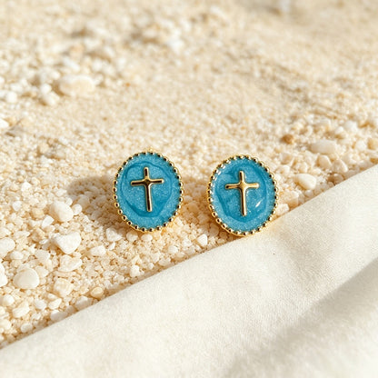 Textured Cross Stud Earrings