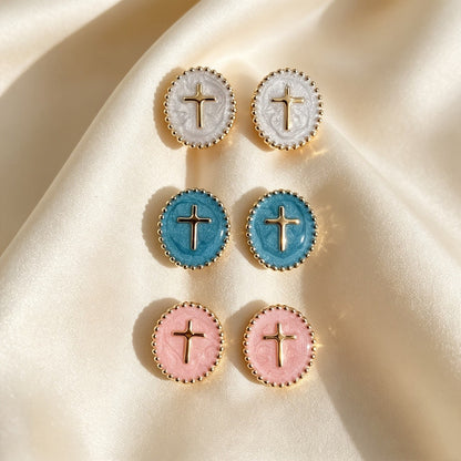 Textured Cross Stud Earrings