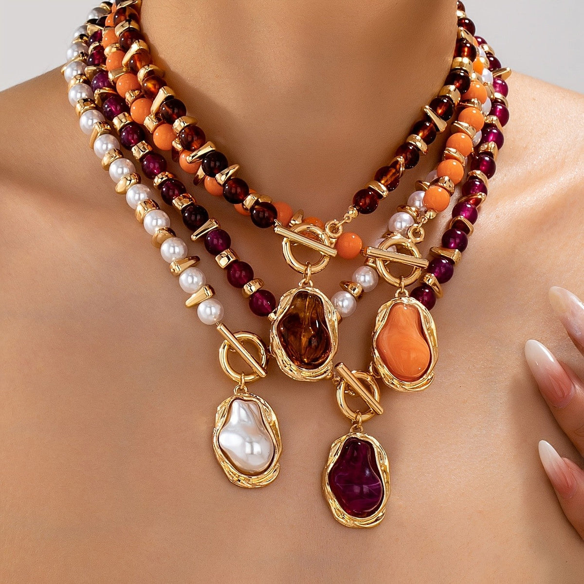 Multicolor Beaded Layered Necklace