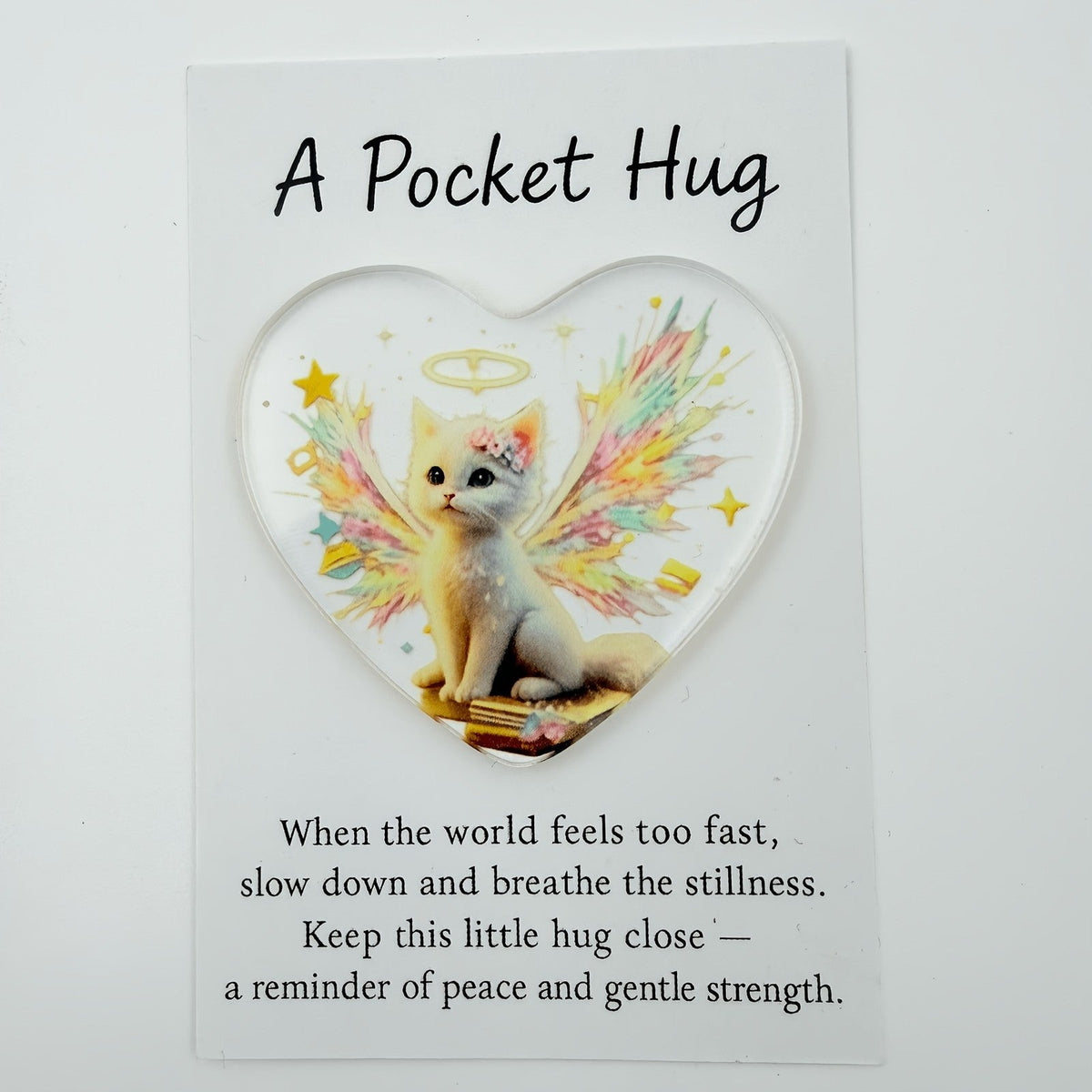 Heart Angel Cat Pocket Hug