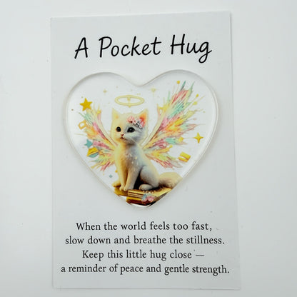 Heart Angel Cat Pocket Hug