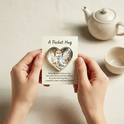 Heart Angel Cat Pocket Hug