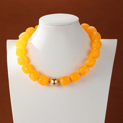 Marbled Teal Resin Bead Necklace