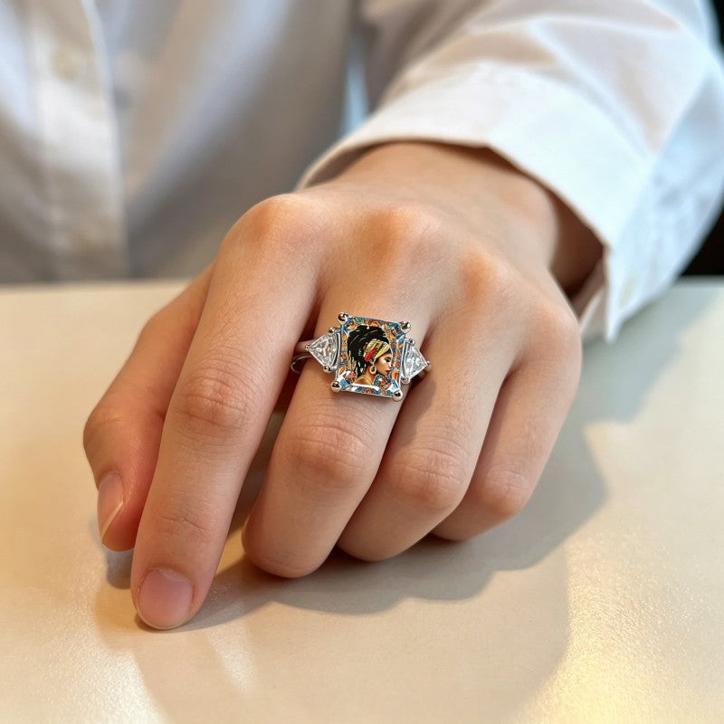 Colorful Portrait Square Ring