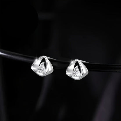 Geometric Triangle Crystal Stud Earrings