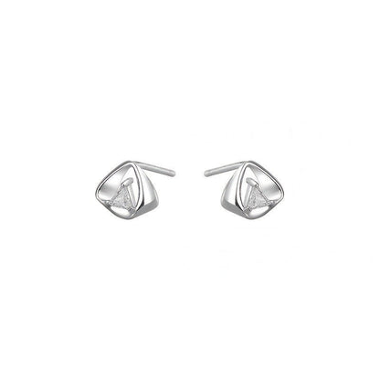 Geometric Triangle Crystal Stud Earrings