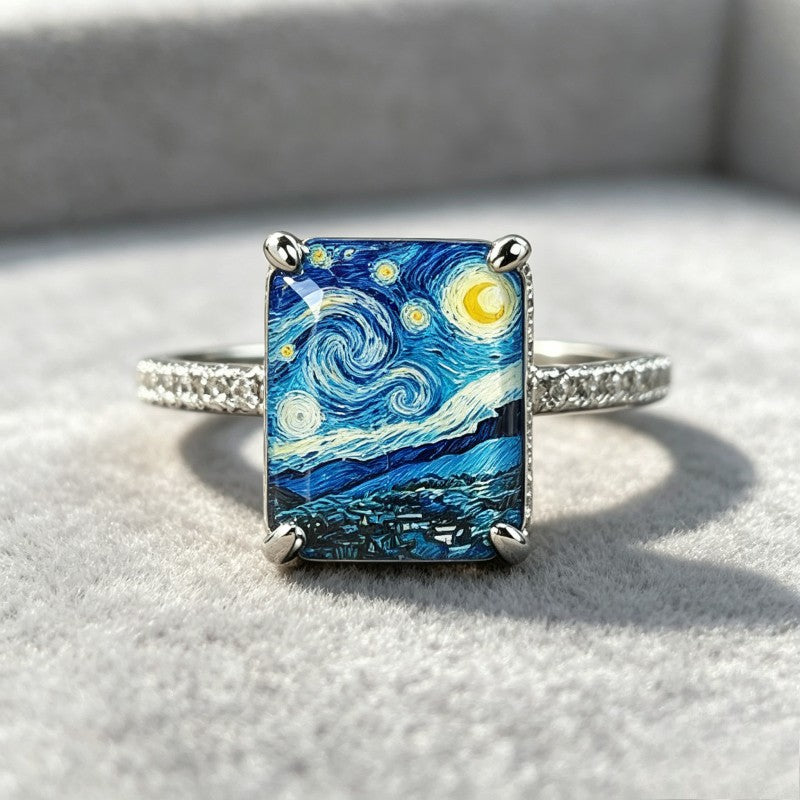 Swirling Sky Square Ring