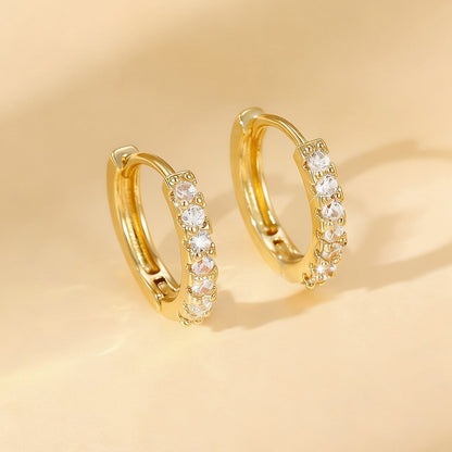 Black Blue Stone Huggie Hoop Earrings