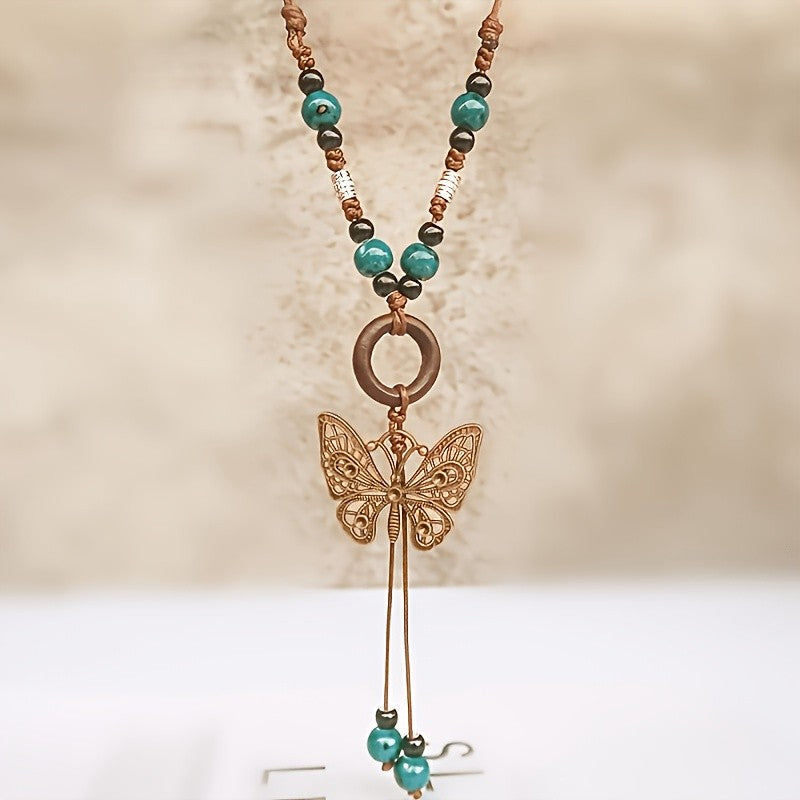 Turquoise Butterfly Pendant Necklace