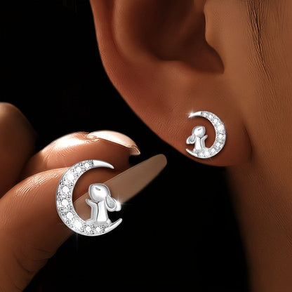 Crystal Bunny Moon Earrings