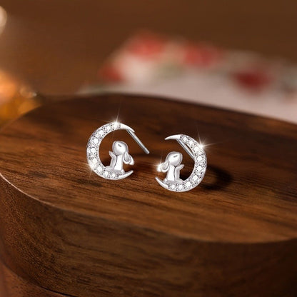 Crystal Bunny Moon Earrings