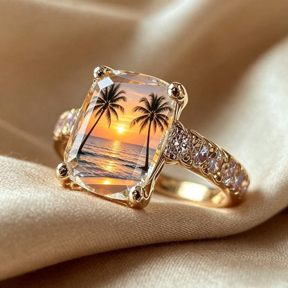 Sunset Palm Tree Ring