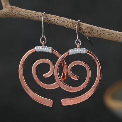 Copper Spiral Drop Earrings